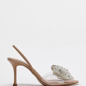 Zara Tan and Silver Embellished Heels